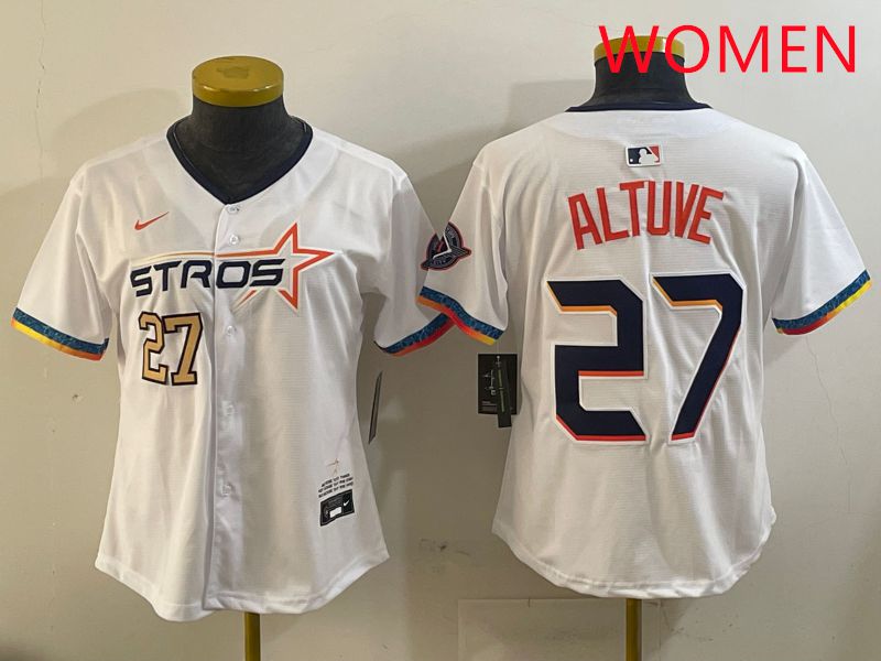 Women Houston Astros #27 Altuve White Fourth generation Joint Name 2025 Nike MLB Jersey style 4->women mlb jersey->Women Jersey